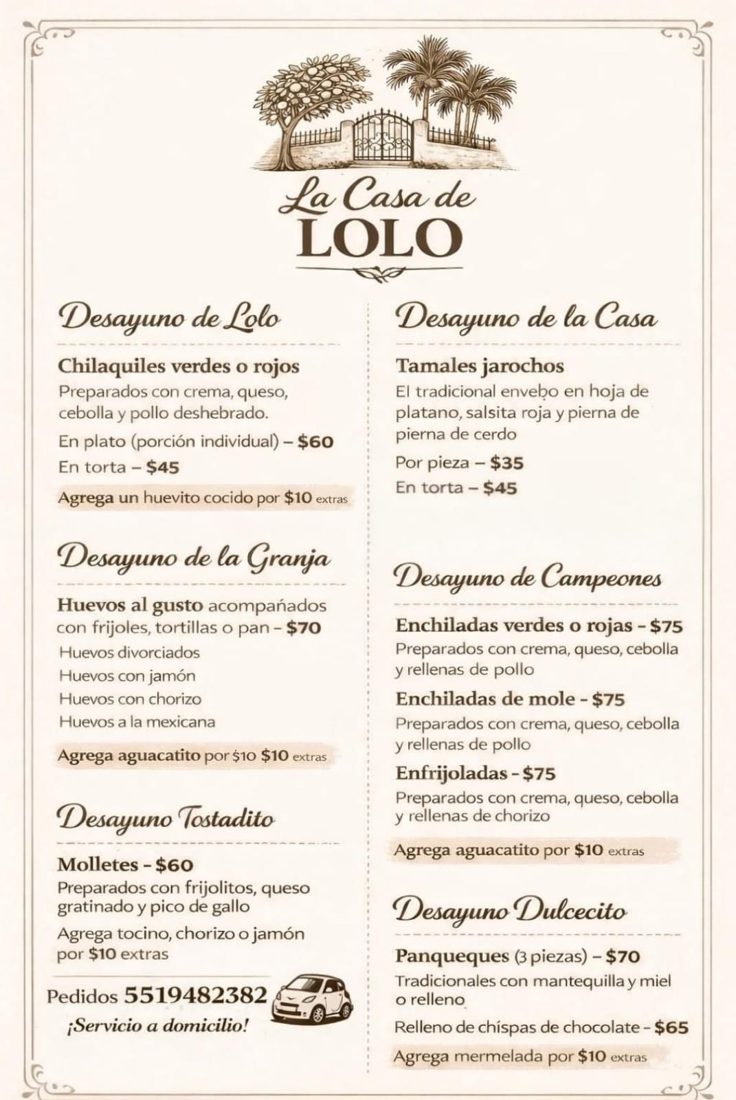 Carta La Casa de Lolo